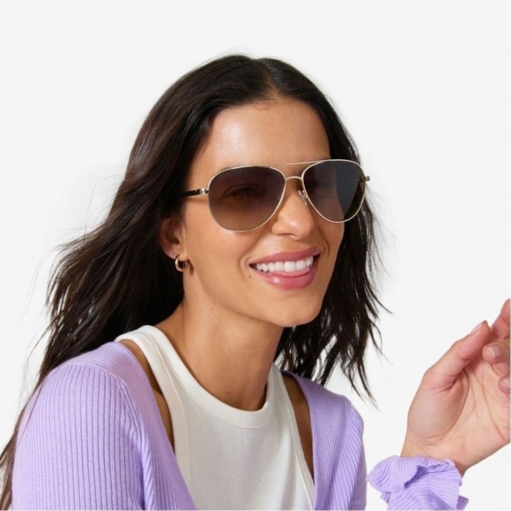 Kate Spade Women's Emmaline/S J5GHA Gold Aviator Sunglasses NEW IN BAG $129 MSRP - Picture 2 of 10